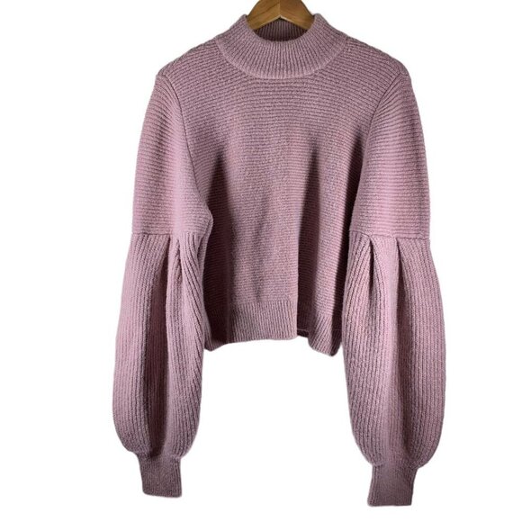 Blank NYC Prelude to a Kiss Pink Metallic Balloon Sleeve Sweater Size Large - Picture 4 of 8